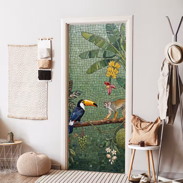 Deursticker - Vogel - Dier - Jungle - Mozaïek - Natuur — 8