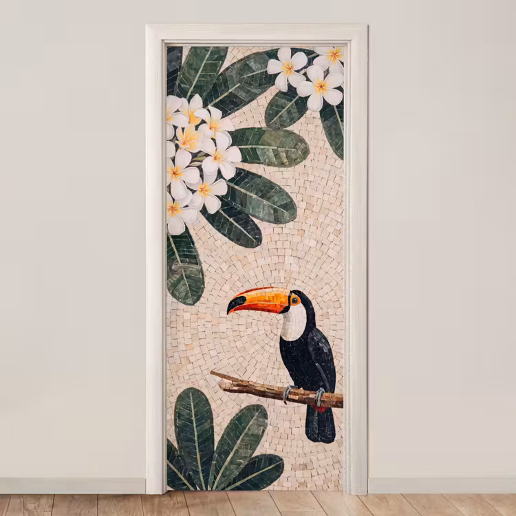 Deursticker - Vogel - Mozaïek - Tropisch - Natuur - Kleurrijk — 1