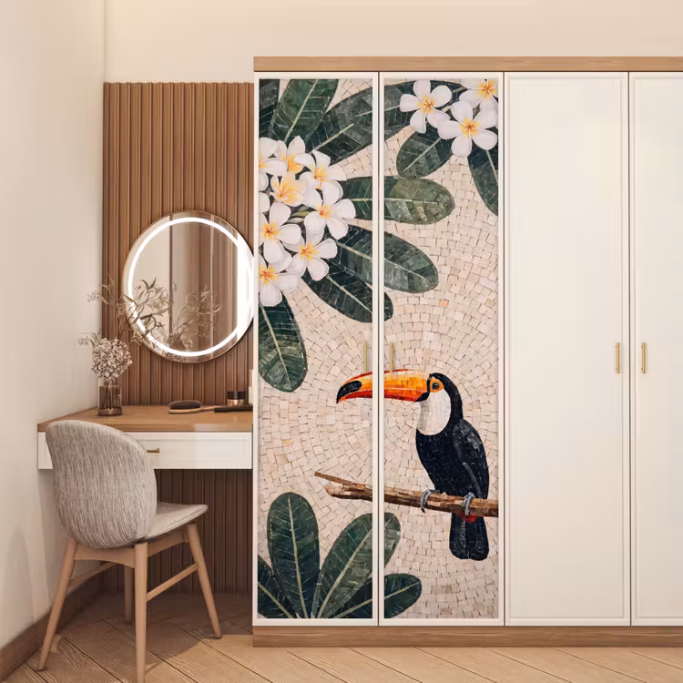 Deursticker - Vogel - Mozaïek - Tropisch - Natuur - Kleurrijk — 5