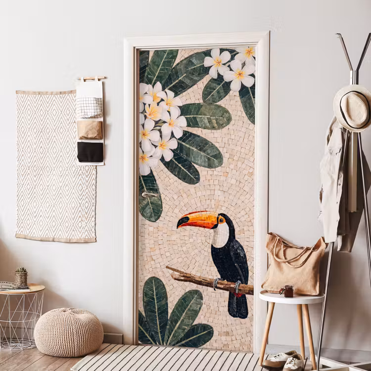 Deursticker - Vogel - Mozaïek - Tropisch - Natuur - Kleurrijk — 8
