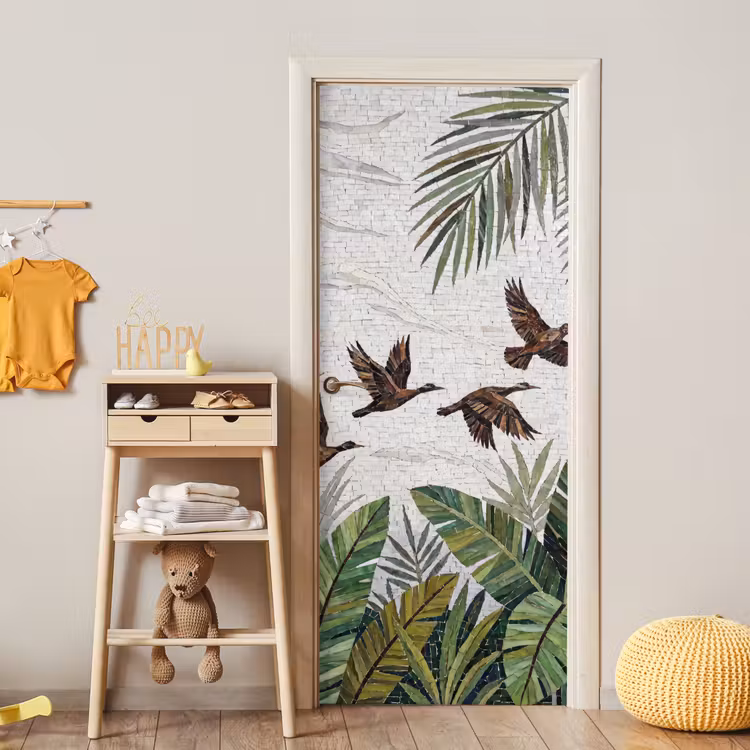 Deursticker - Vogel - Vliegend - Tropisch - Mozaïek - Groen — 6