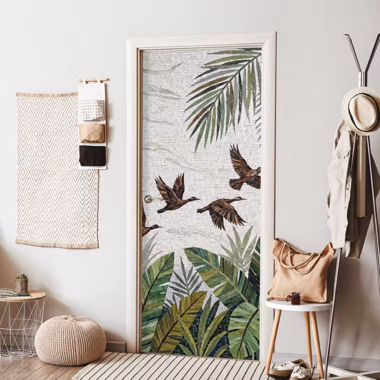 Deursticker - Vogel - Vliegend - Tropisch - Mozaïek - Groen — 8