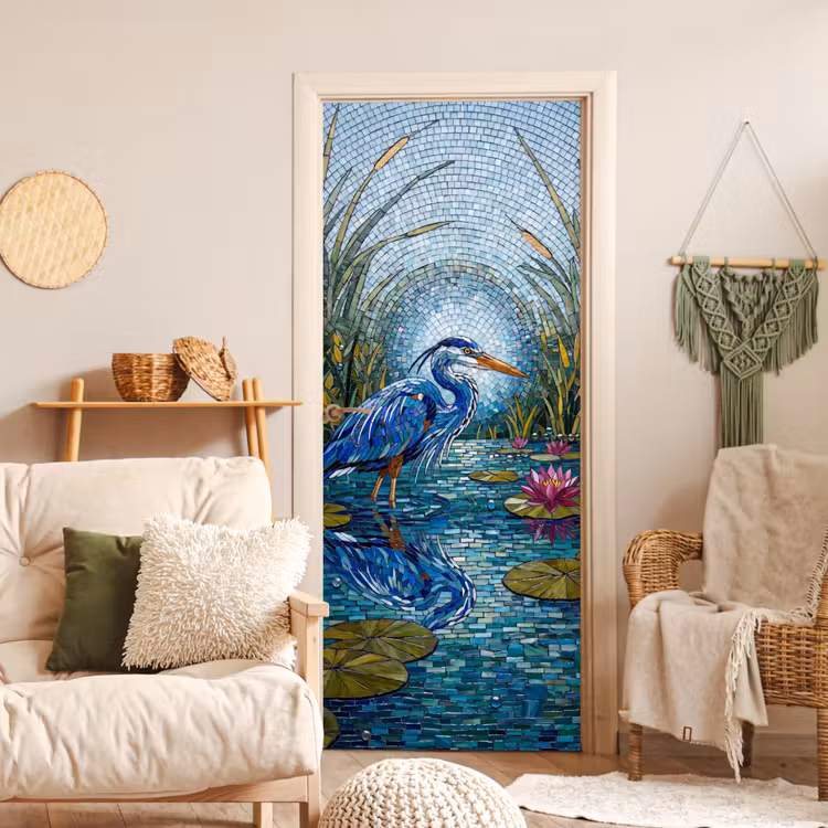 Deursticker - Vogel - Water - Natuur - Abstract - Blauw — 4