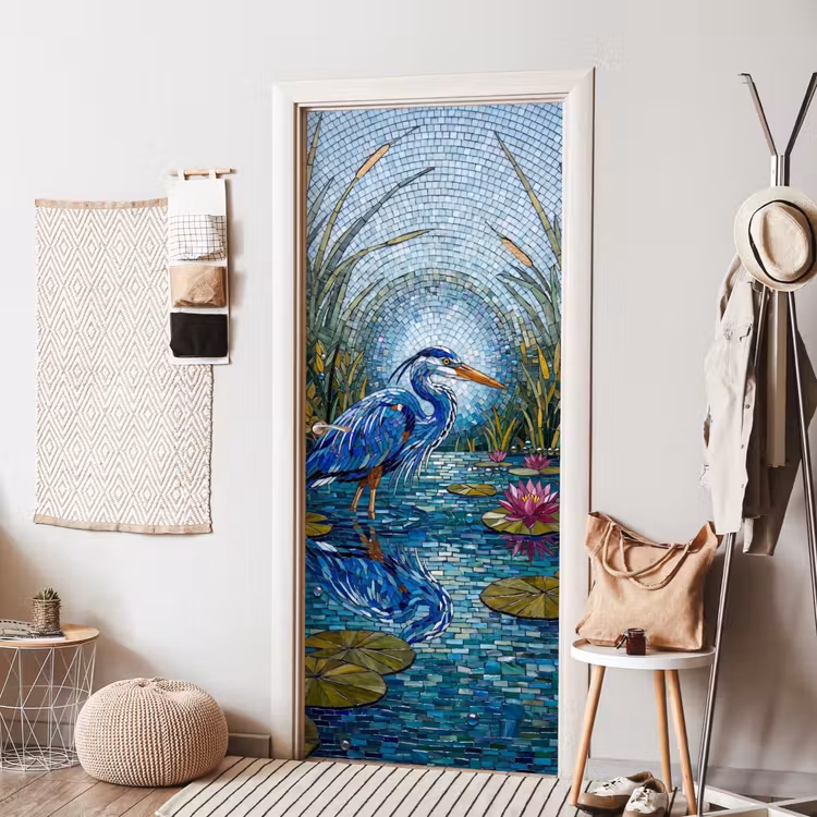 Deursticker - Vogel - Water - Natuur - Abstract - Blauw — 8