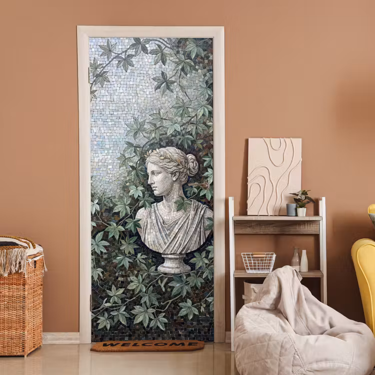 Deursticker - Vrouw - Klassiek - Mozaiëk - Natuur - Groen — 2
