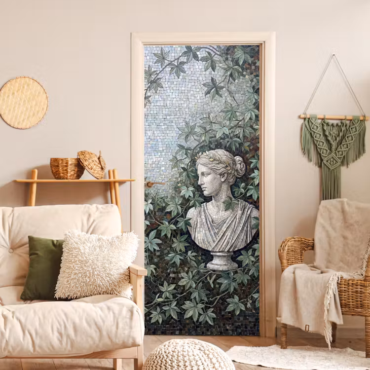 Deursticker - Vrouw - Klassiek - Mozaiëk - Natuur - Groen — 4