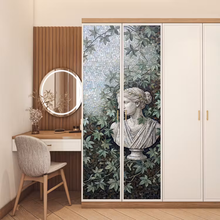 Deursticker - Vrouw - Klassiek - Mozaiëk - Natuur - Groen — 5