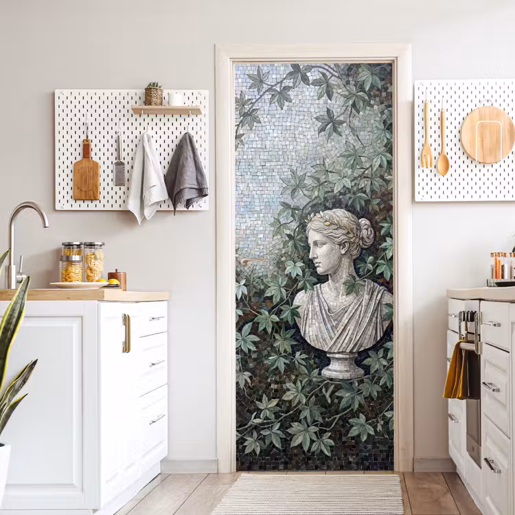 Deursticker - Vrouw - Klassiek - Mozaiëk - Natuur - Groen — 7