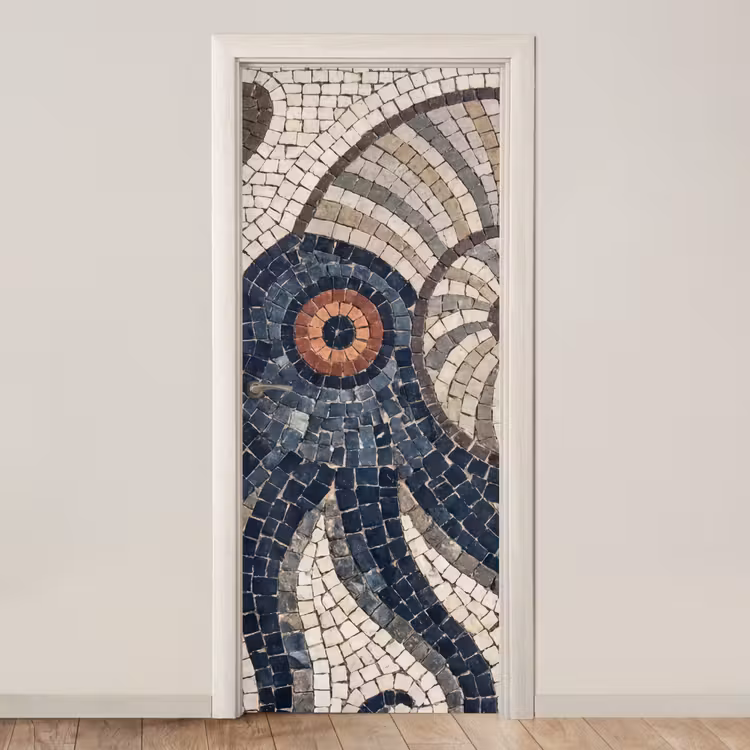 Deursticker - Zeeleven - Mozaïek - Kunst - Vintage - Beige — 1