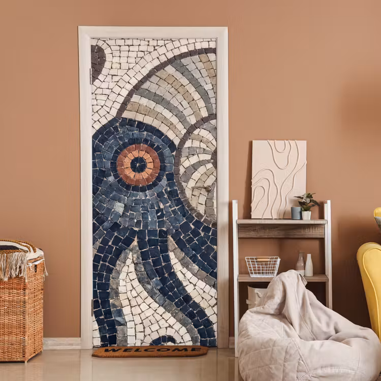 Deursticker - Zeeleven - Mozaïek - Kunst - Vintage - Beige — 2