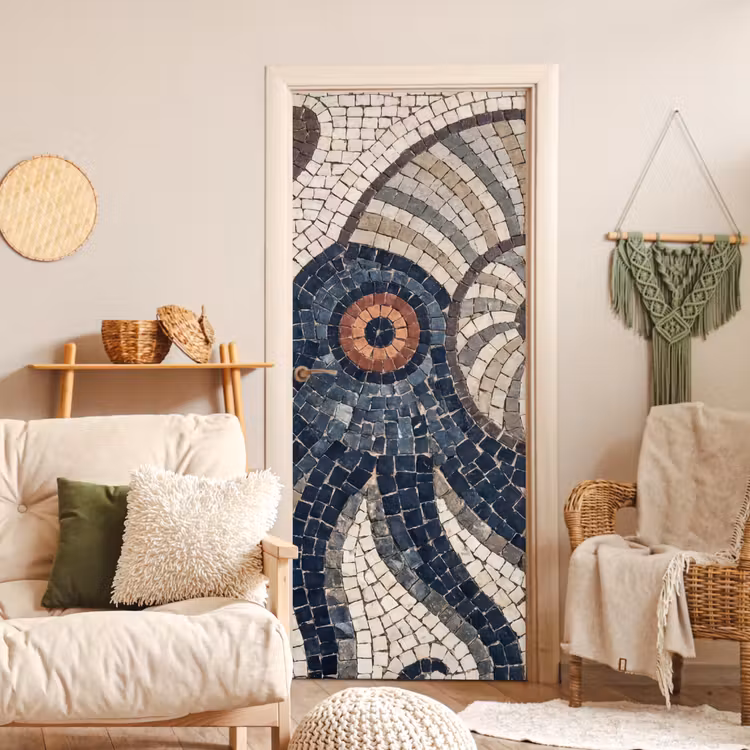 Deursticker - Zeeleven - Mozaïek - Kunst - Vintage - Beige — 4