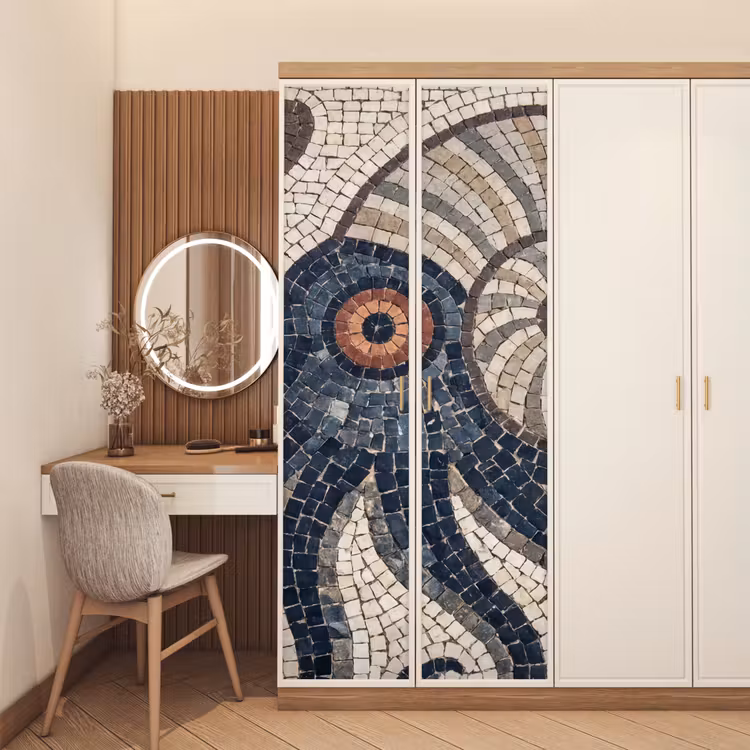 Deursticker - Zeeleven - Mozaïek - Kunst - Vintage - Beige — 5