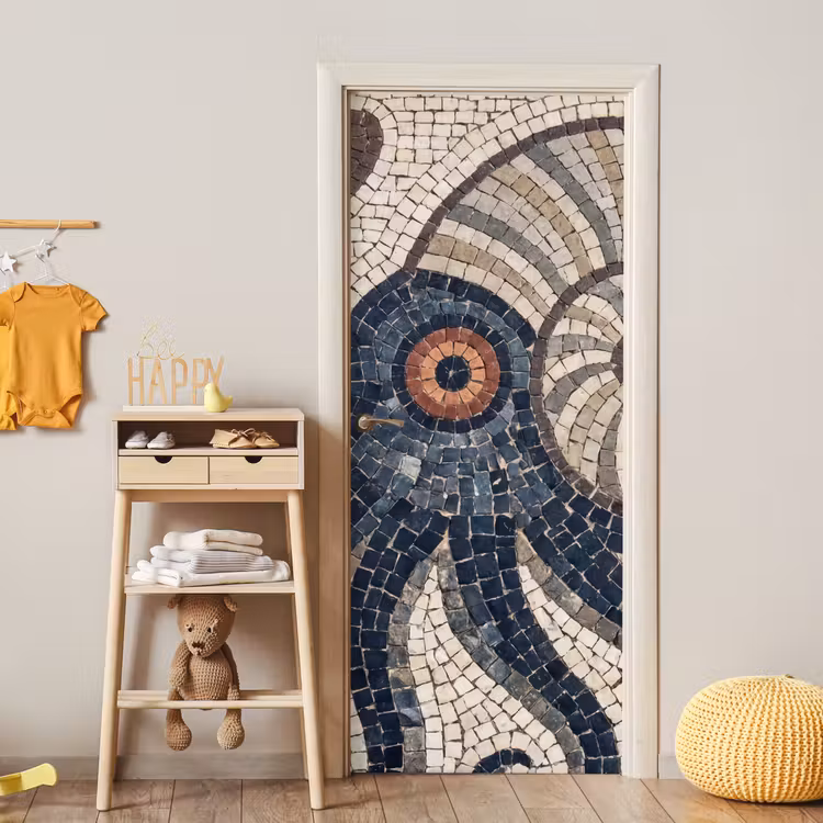 Deursticker - Zeeleven - Mozaïek - Kunst - Vintage - Beige — 6
