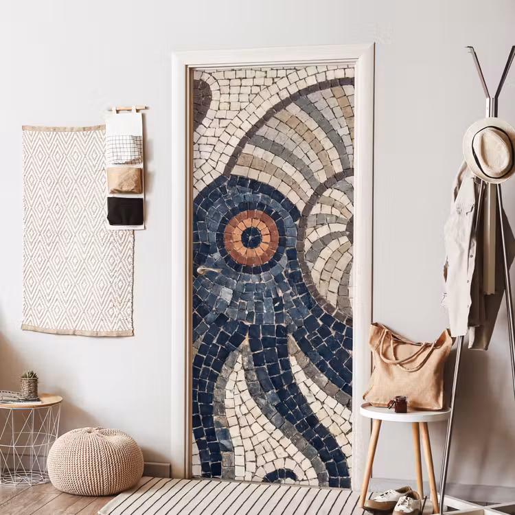 Deursticker - Zeeleven - Mozaïek - Kunst - Vintage - Beige — 8