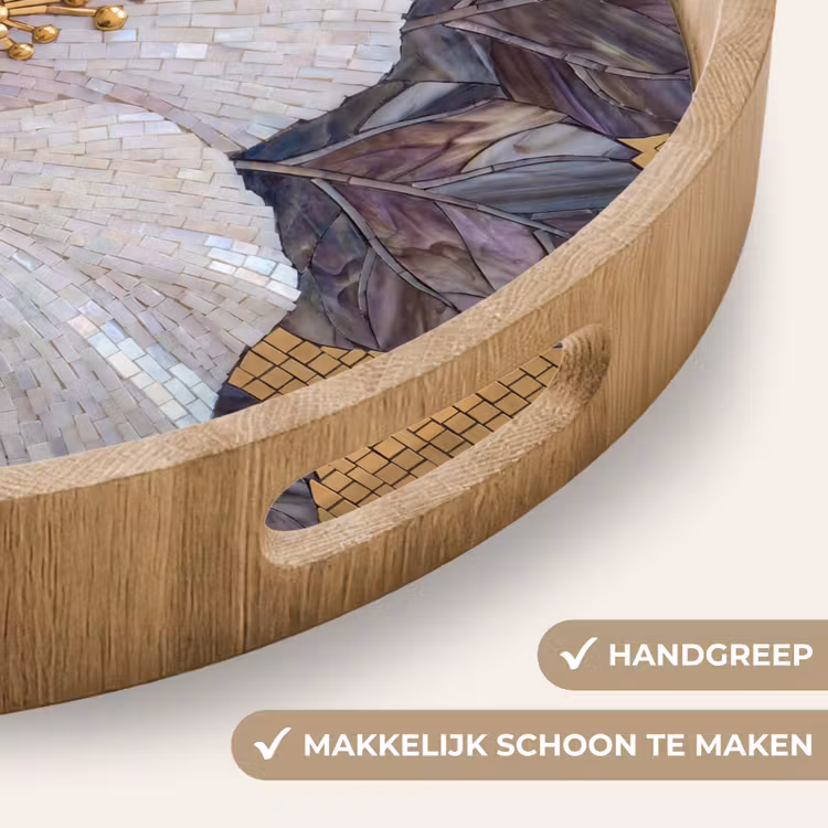 Dienblad - Bloemen - Mozaïek - Kunst - Modern - Goud — 5