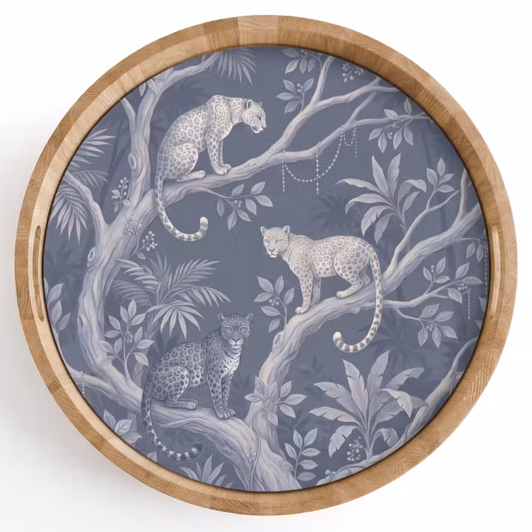 Dienblad - Dieren - Jungle - Illustratie - Bomen - Blauw — 1