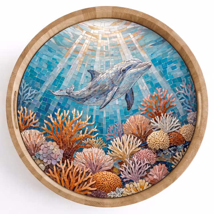 Dienblad - Dieren - Mozaïek - Oceaan - Koraal - Blauw — 1