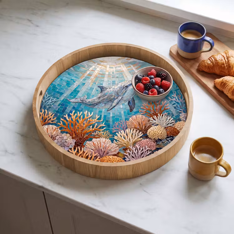 Dienblad - Dieren - Mozaïek - Oceaan - Koraal - Blauw — 4