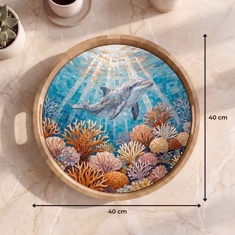 Dienblad - Dieren - Mozaïek - Oceaan - Koraal - Blauw — 9