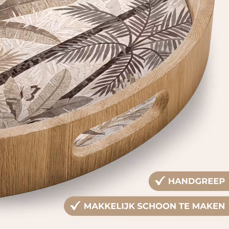 Dienblad - Natuur - Bladeren - Landschap - Mozaïek - Beige — 5