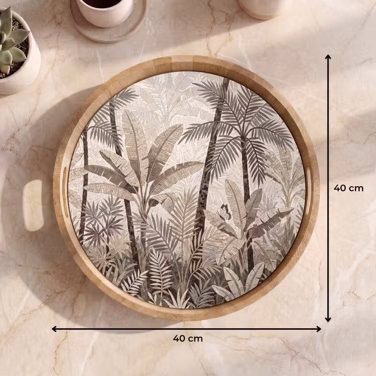 Dienblad - Natuur - Bladeren - Landschap - Mozaïek - Beige — 9