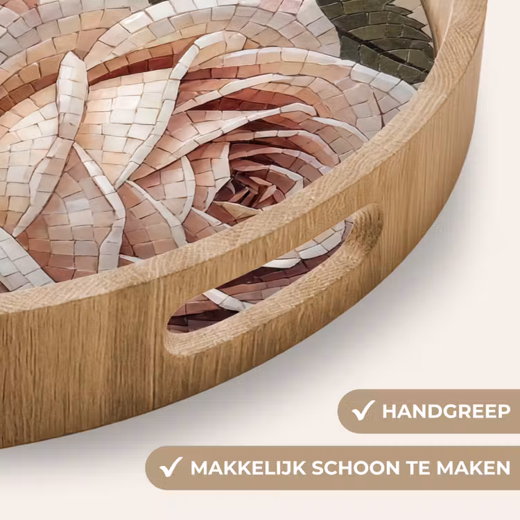 Dienblad - Roos - Mozaïek - Bloemen - Klassiek - Beige — 5