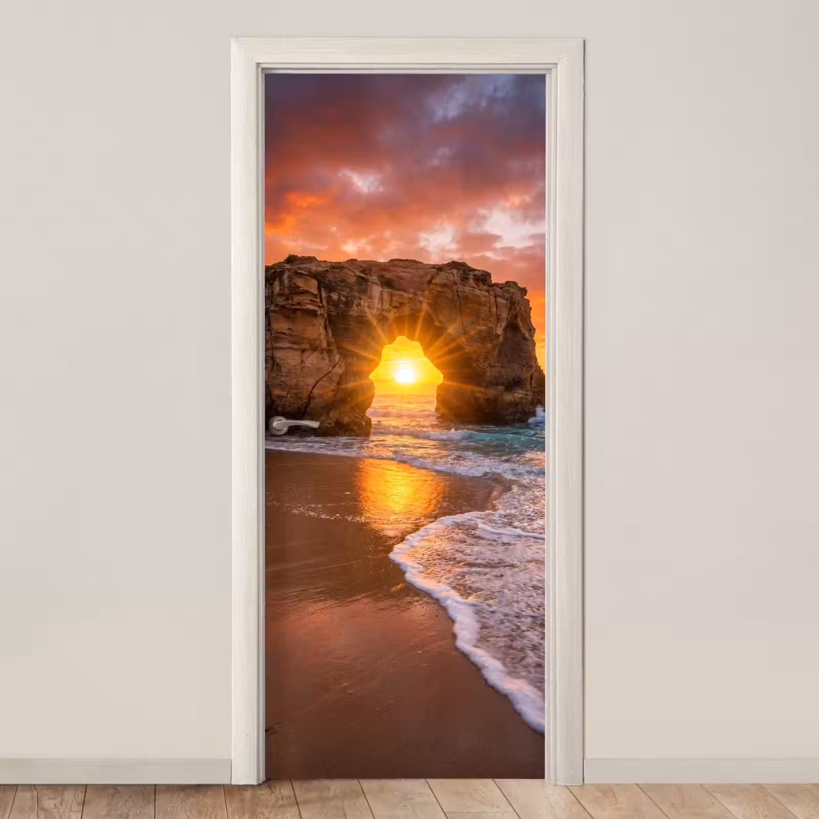 Deursticker - Kust - Rots - Zonsondergang - Zee - Natuur — 1