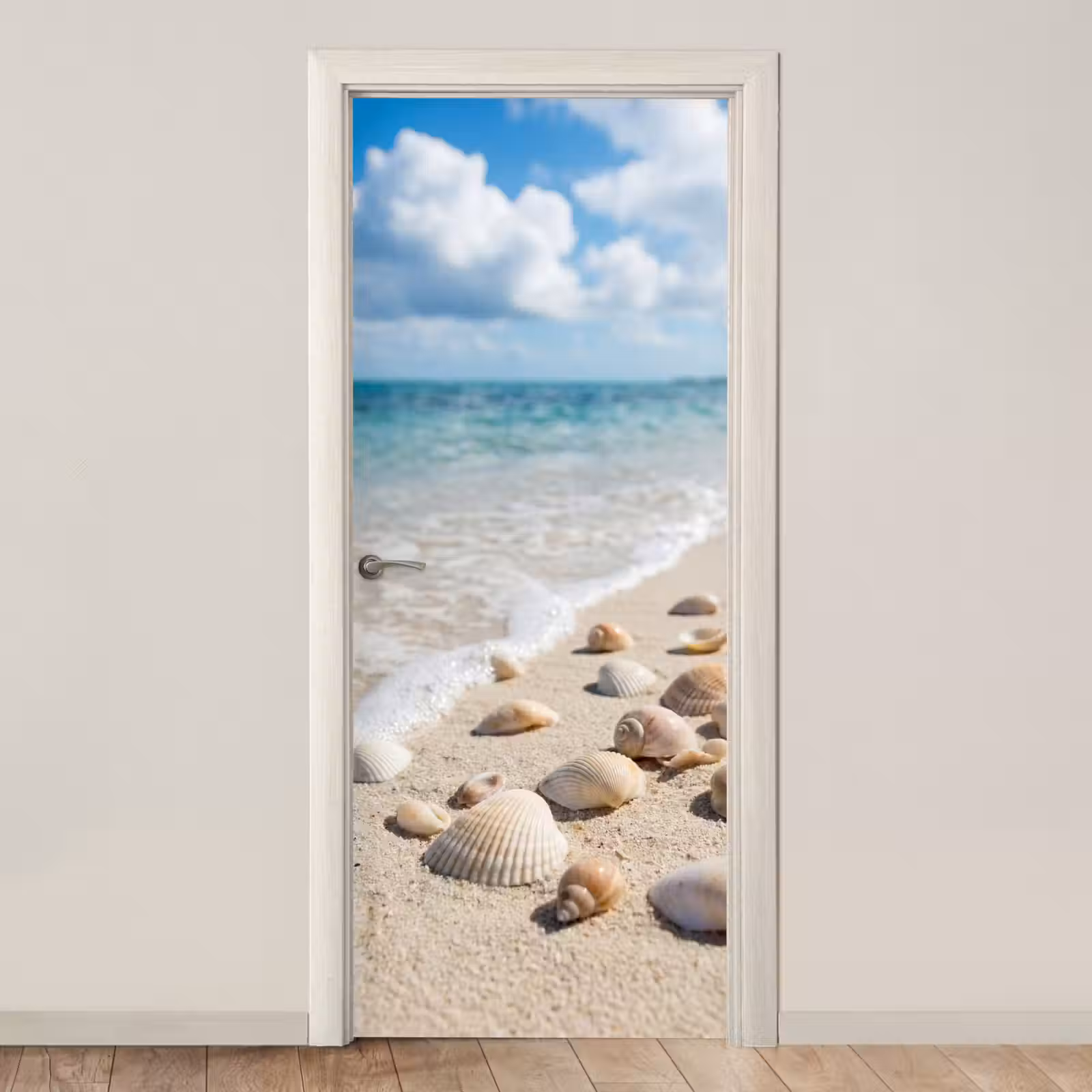 Deursticker - Schelpen - Strand - Natuur - Beige — 1