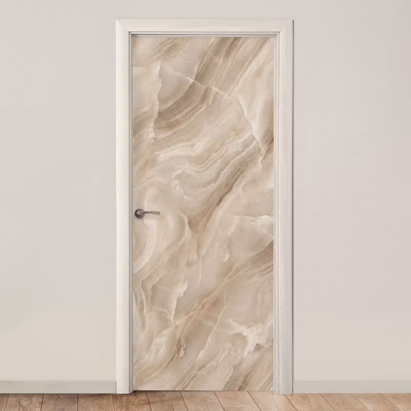 Deursticker - Steen - Golvend - Abstract - Beige — 1