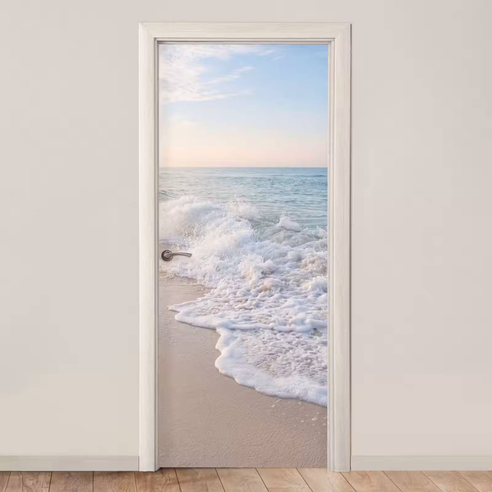 Deursticker - Zee - Golven - Strand - Natuur - Wit — 1