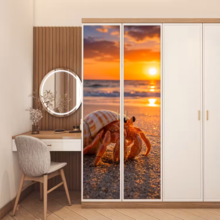 Deursticker - Kreeft - Strand - Natuur - Zonsondergang - Oranje — 5