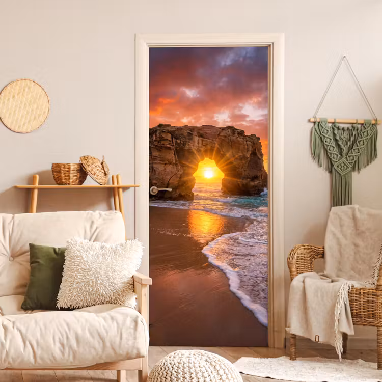 Deursticker - Kust - Rots - Zonsondergang - Zee - Natuur — 4