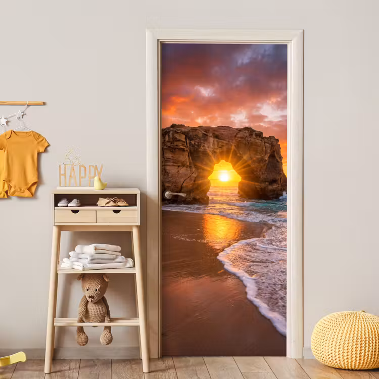 Deursticker - Kust - Rots - Zonsondergang - Zee - Natuur — 6