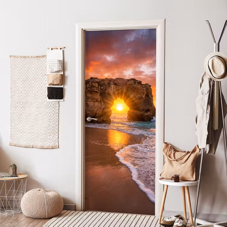 Deursticker - Kust - Rots - Zonsondergang - Zee - Natuur — 8