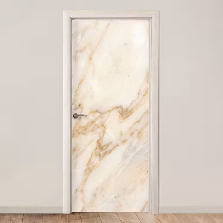 Deursticker - Marmer - Ader - Abstract - Wit - Goud — 1