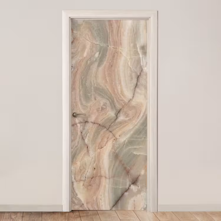 Deursticker - Marmer - Patroon - Abstract - Beige - Groen — 1
