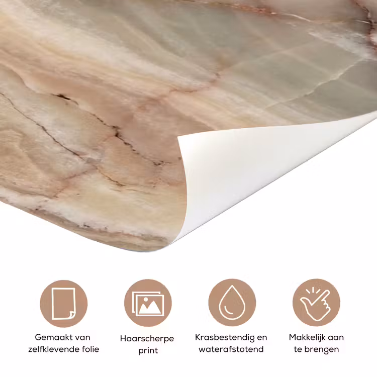 Deursticker - Marmer - Patroon - Abstract - Beige - Groen — 3