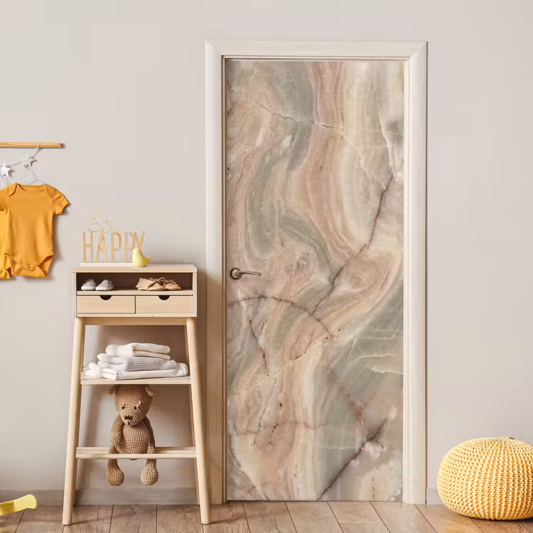 Deursticker - Marmer - Patroon - Abstract - Beige - Groen — 6