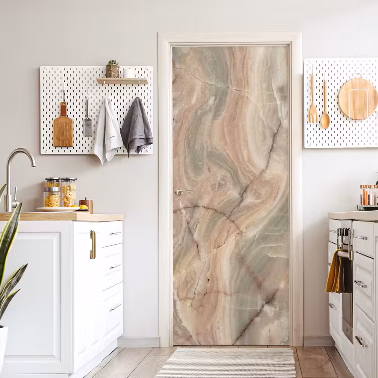 Deursticker - Marmer - Patroon - Abstract - Beige - Groen — 7