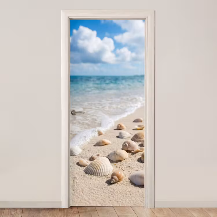 Deursticker - Schelpen - Strand - Natuur - Beige — 1
