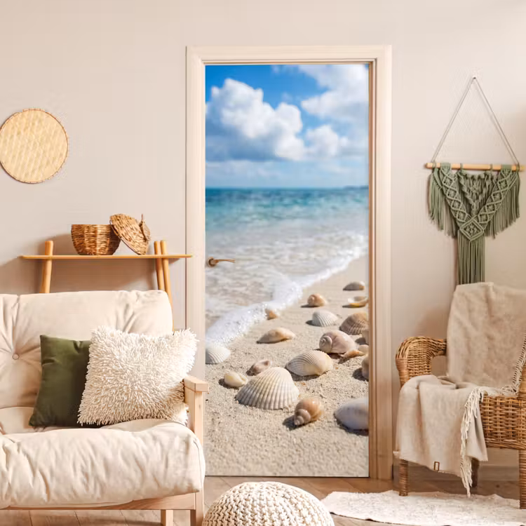 Deursticker - Schelpen - Strand - Natuur - Beige — 4