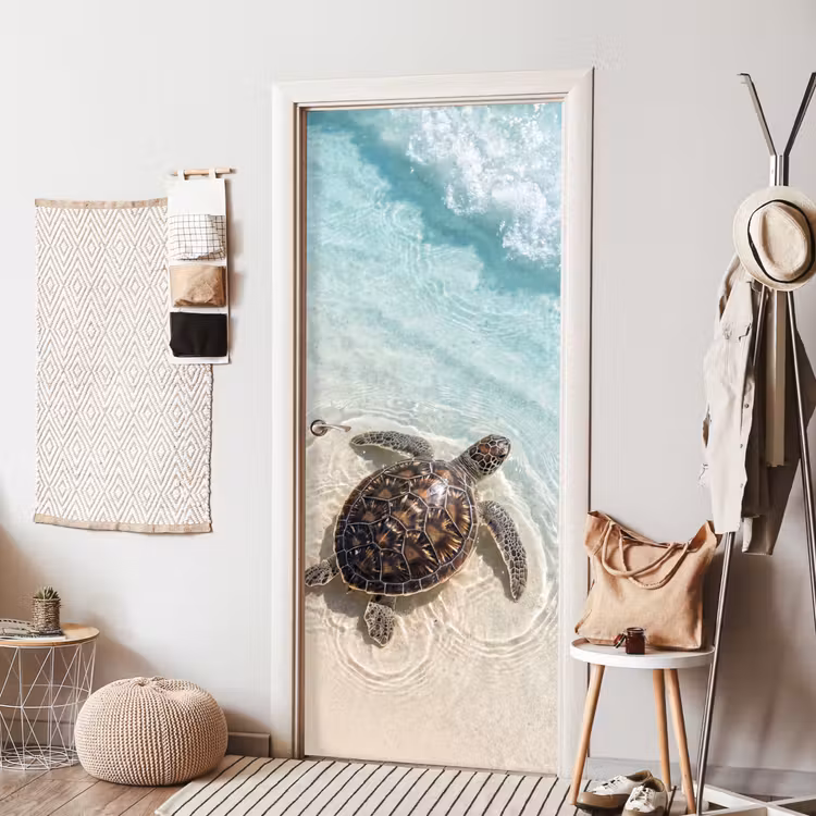 Deursticker - Schildpad - Helder water - Strand - Dieren - Natuur — 8