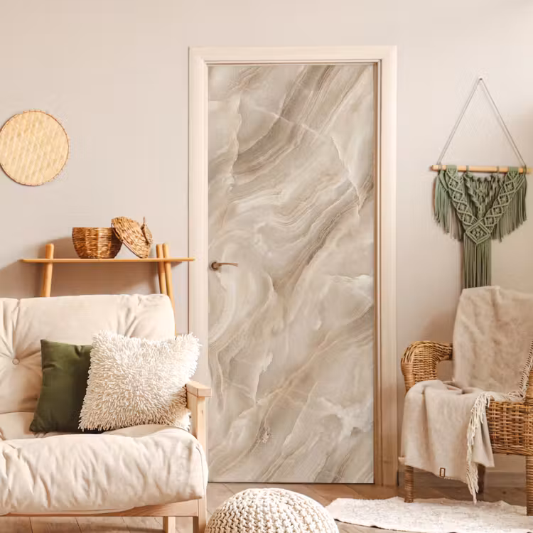 Deursticker - Steen - Golvend - Abstract - Beige — 4