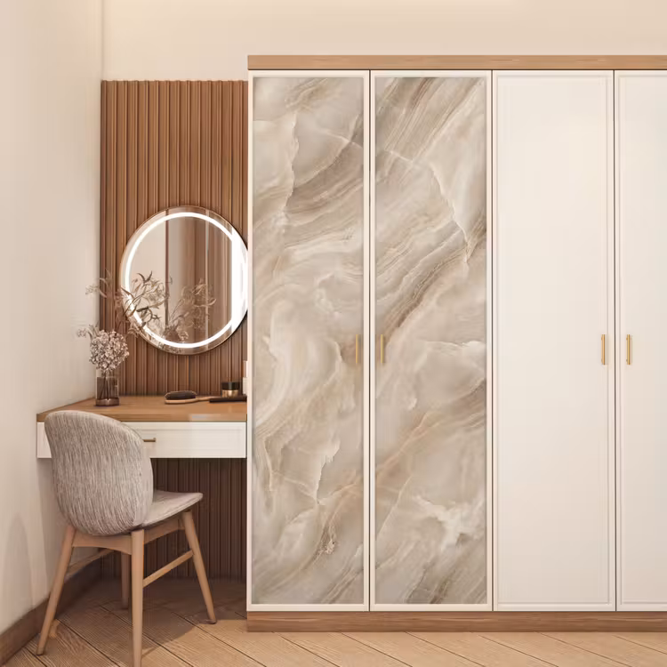 Deursticker - Steen - Golvend - Abstract - Beige — 5