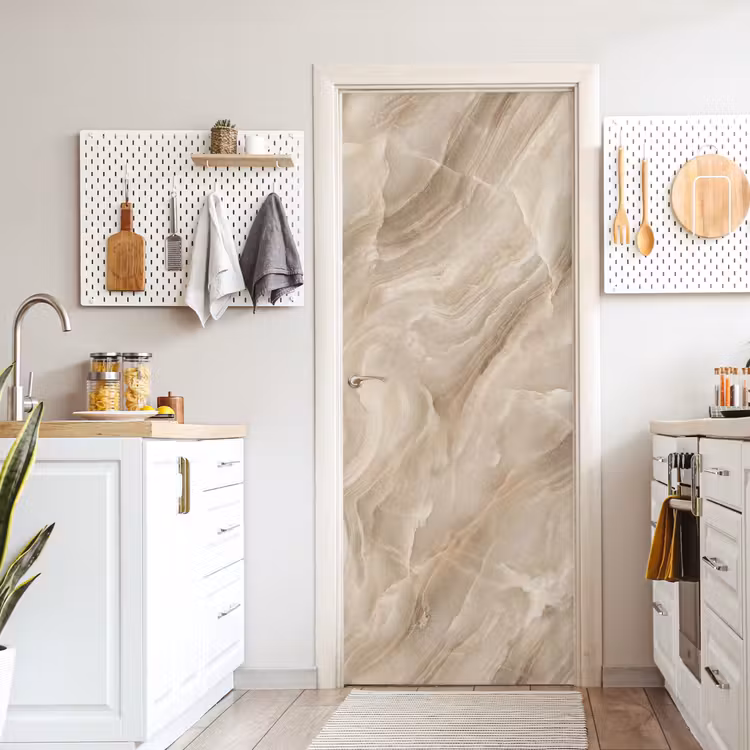 Deursticker - Steen - Golvend - Abstract - Beige — 7