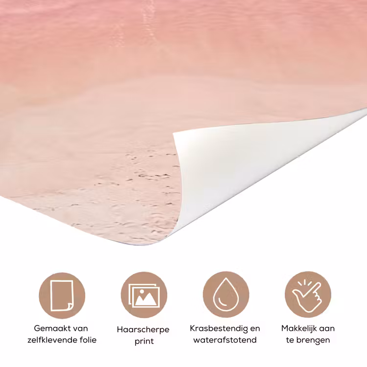 Deursticker - Strand - Oceaan - Golven - Roze Zand - Natuur — 3