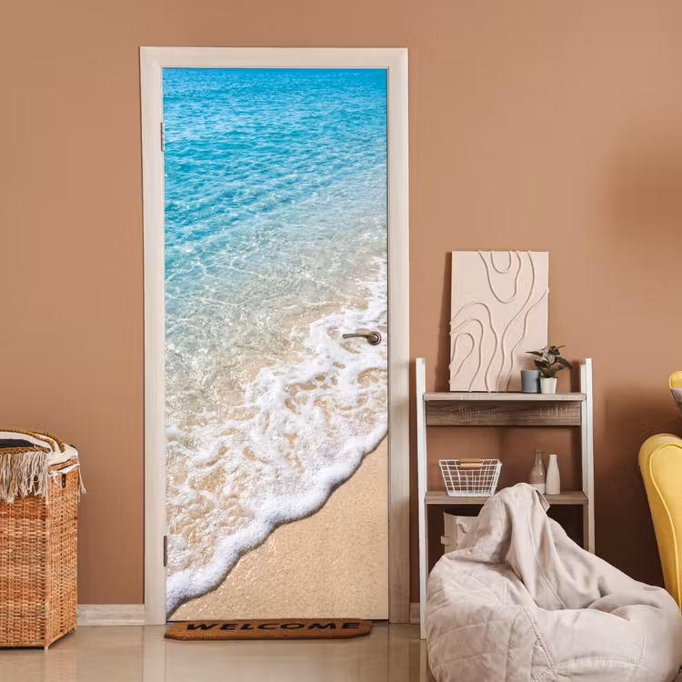 Deursticker - Strand - Water - Natuur - Blauw - Beige — 2