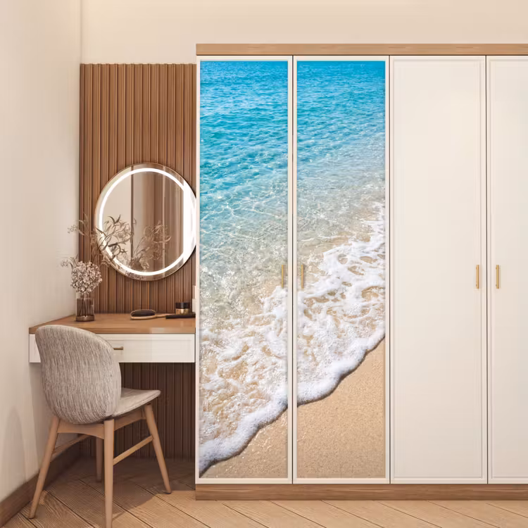 Deursticker - Strand - Water - Natuur - Blauw - Beige — 5