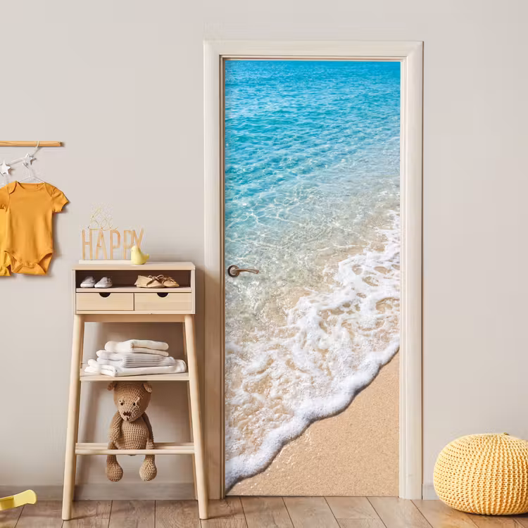 Deursticker - Strand - Water - Natuur - Blauw - Beige — 6