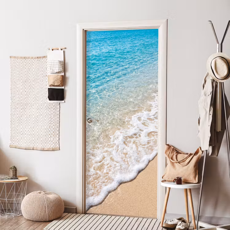 Deursticker - Strand - Water - Natuur - Blauw - Beige — 8
